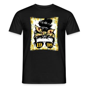 Tournesol Maman Née 1998 Anniversaire - T-shirt homme - noir - Devant - AI Model Male 178 light (178cm)