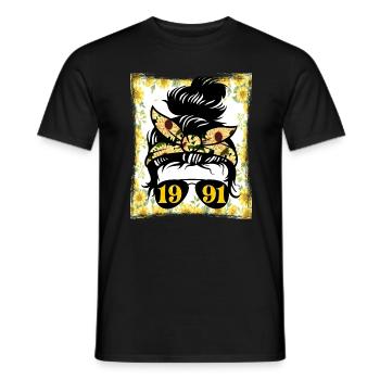 Sonnenblume Mama Geboren 1991 Geburtstag - Männer T-Shirt - Schwarz - Vorne - AI Model Male 178 light (178cm)