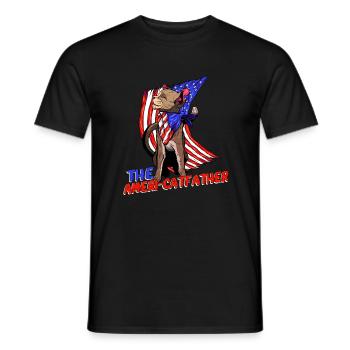 Ameri-catfather July 4 Independence Day - Men's T-Shirt - black - Front - AI Model Male 178 light (178cm)