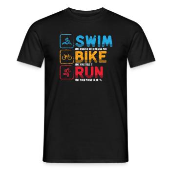 Natation Cyclisme Course Triathlon Athlète - T-shirt homme - noir - Devant - AI Model Male 178 light (178cm)