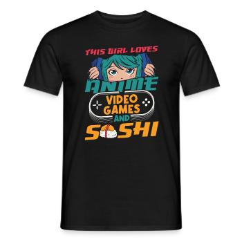 Dieses Mädchen Liebt Anime Und Sushi-liebhaber - Männer T-Shirt - Schwarz - Vorne - AI Model Male 178 light (178cm)