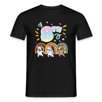 8th Birthday Dabbing Llama Unicorn Sloth | 8. - Men's T-Shirt - black - Front - AI Model Male 178 light (178cm)