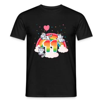 11. Geburtstag Regenbogen Einhorn Thema - Männer T-Shirt - Schwarz - Vorne - AI Model Male 178 light (178cm)