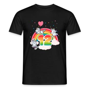 12th Birthday Rainbow Unicorn Theme - Men's T-Shirt - black - Front - AI Model Male 178 light (178cm)