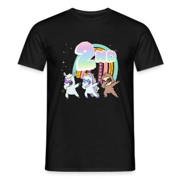 2nd Birthday Dabbing Llama Unicorn Sloth | 2nd - Men's T-Shirt - black - Front - AI Model Male 178 light (178cm)