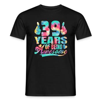 39e anniversaire ou anniversaire 39 ans d’existence - T-shirt homme - noir - Devant - AI Model Male 178 light (178cm)