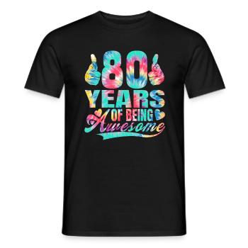 80e anniversaire ou anniversaire 80 ans d’existence - T-shirt homme - noir - Devant - AI Model Male 178 light (178cm)