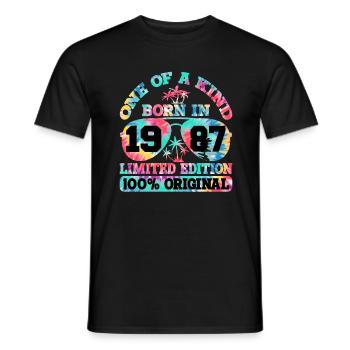 Unique Born 1987 Édition Limitée - T-shirt homme - noir - Devant - AI Model Male 178 light (178cm)
