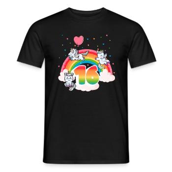 16th Birthday Rainbow Unicorn Theme - Men's T-Shirt - black - Front - AI Model Male 178 light (178cm)