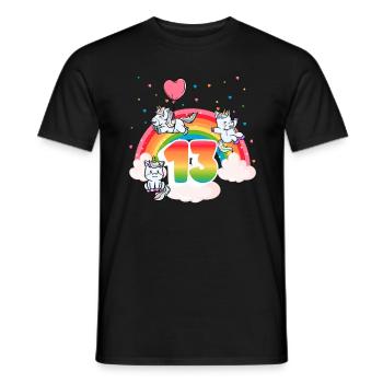 13th Birthday Rainbow Unicorn Theme - Men's T-Shirt - black - Front - AI Model Male 178 light (178cm)