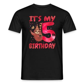 5th Birthday Cute Sloth Party Hut Themed Birthday - Men's T-Shirt - black - Front - AI Model Male 178 light (178cm)