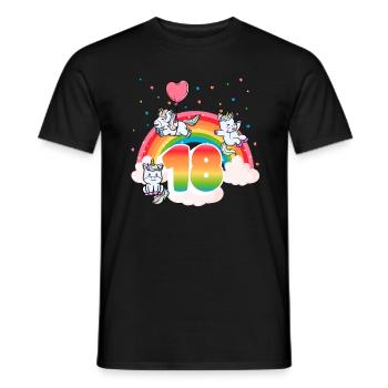 18th Birthday Rainbow Unicorn Theme - Men's T-Shirt - black - Front - AI Model Male 178 light (178cm)
