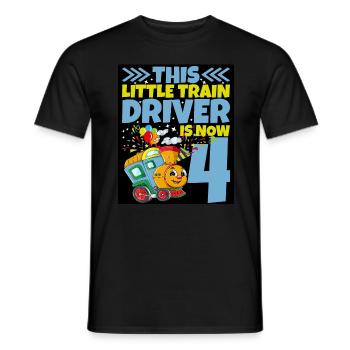 4th birthday this little train driver is now 4 - Men's T-Shirt - black - Front - AI Model Male 178 light (178cm)