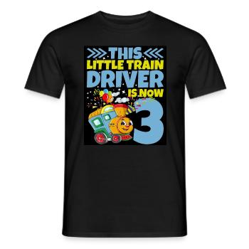 3ème anniversaire ce petit conducteur de train a maintenant 3 ans - T-shirt homme - noir - Devant - AI Model Male 178 light (178cm)