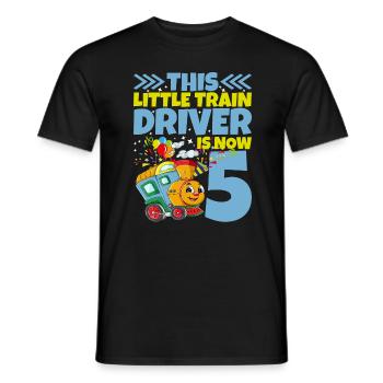 5ème anniversaire ce petit conducteur de train a maintenant 5 ans - T-shirt homme - noir - Devant - AI Model Male 178 light (178cm)