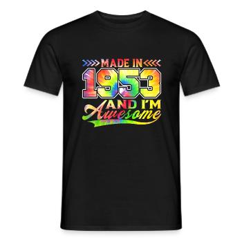Fabriqué en 1953 et je suis génial Tie Dye coloré - T-shirt homme - noir - Devant - AI Model Male 178 light (178cm)