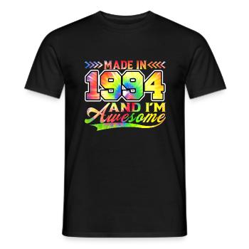 Fabriqué en 1994 et je suis génial Tie Dye coloré - T-shirt homme - noir - Devant - AI Model Male 178 light (178cm)