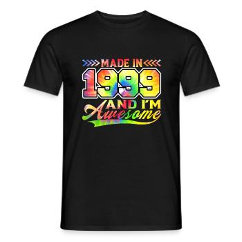 Fabriqué en 1999 et je suis génial Tie Dye coloré - T-shirt homme - noir - Devant - AI Model Male 178 light (178cm)