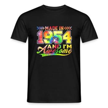 Made In 1954 And I Am Awesome Tie Dye Colorful - Men's T-Shirt - black - Front - AI Model Male 178 light (178cm)