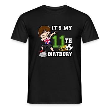 Soccer Boy C’est mon 11e anniversaire Drapeau Des - T-shirt homme - noir - Devant - AI Model Male 178 light (178cm)