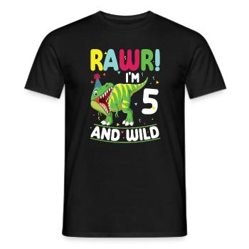 Dinosaurier 5 Jahre Alt 5. Geburtstag Party - Männer T-Shirt - Schwarz - Vorne - AI Model Male 178 light (178cm)