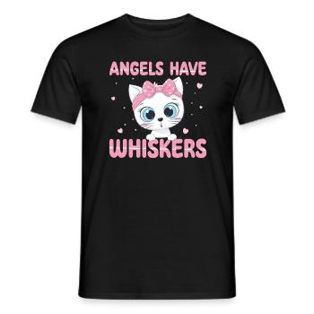 Les anges ont des moustaches | Chemise de chat mignonne - T-shirt homme - noir - Devant - AI Model Male 178 light (178cm)