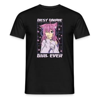 Best Anime Girl Ever | Anime Lover | Otaku Shirt - Men's T-Shirt - black - Front - AI Model Male 178 light (178cm)