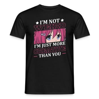 Pas étrange, je suis juste plus créatif | - T-shirt homme - noir - Devant - AI Model Male 178 light (178cm)