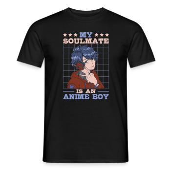 My Soulmate Is An Anime Young | - Men's T-Shirt - black - Front - AI Model Male 178 light (178cm)