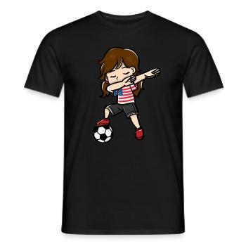 Dabbing Girl Soccer Player American Flag - Men's T-Shirt - black - Front - AI Model Male 178 light (178cm)