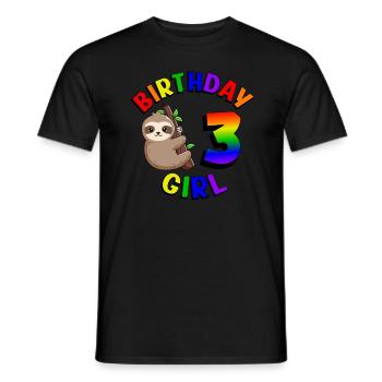 Geburtstag 3 Mädchen Niedliches Baby Faultier - Männer T-Shirt - Schwarz - Vorne - AI Model Male 178 light (178cm)