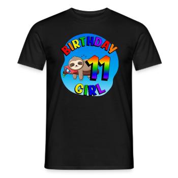Geburtstag 11 Mädchen Süßes Baby Faultier - Männer T-Shirt - Schwarz - Vorne - AI Model Male 178 light (178cm)