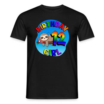 Geburtstag 12 Mädchen Süßes Baby Faultier - Männer T-Shirt - Schwarz - Vorne - AI Model Male 178 light (178cm)
