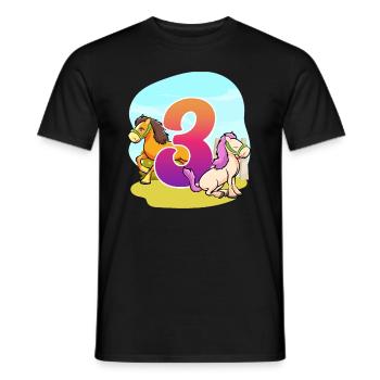 3rd Birthday Riding Horse Theme Three Party - Men's T-Shirt - black - Front - AI Model Male 178 light (178cm)