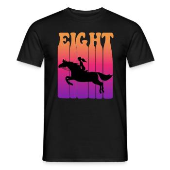 Girl riding, I am 8 years old, children 8. - Men's T-Shirt - black - Front - AI Model Male 178 light (178cm)