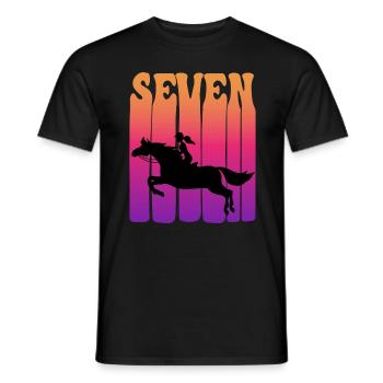 Girl riding, I am 7 years old, children 7. - Men's T-Shirt - black - Front - AI Model Male 178 light (178cm)