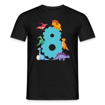 8e anniversaire | Chemise d’anniversaire de dinosaure | - T-shirt homme - noir - Devant - AI Model Male 178 light (178cm)