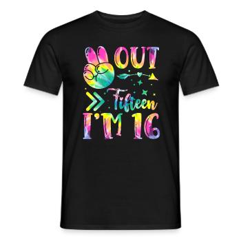 Peace Out Fifteen I'm 16 | Tie Dye Themed - Männer T-Shirt - Schwarz - Vorne - AI Model Male 178 light (178cm)