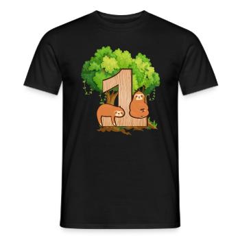 1st birthday | Sloth birthday | Sloth - Men's T-Shirt - black - Front - AI Model Male 178 light (178cm)