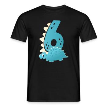 6ème anniversaire | | d’anniversaire de dinosaure - T-shirt homme - noir - Devant - AI Model Male 178 light (178cm)