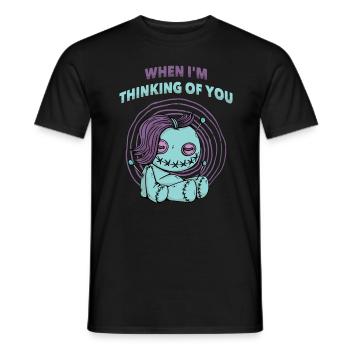 Quand je pense à toi Poupée vaudou Halloween - T-shirt homme - noir - Devant - AI Model Male 178 light (178cm)