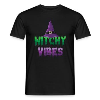 Witchy Vibes Wizard Witch Hat Halloween Costume - Men's T-Shirt - black - Front - AI Model Male 178 light (178cm)