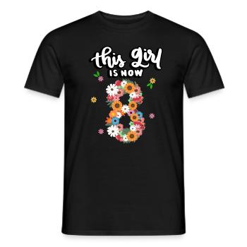 Dieses Mädchen Ist Jetzt 8 Bunte Blumen 8. - Männer T-Shirt - Schwarz - Vorne - AI Model Male 178 light (178cm)