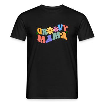 Groovy Mama Bloom Floral Theme Colorful Leisure - Men's T-Shirt - black - Front - AI Model Male 178 light (178cm)