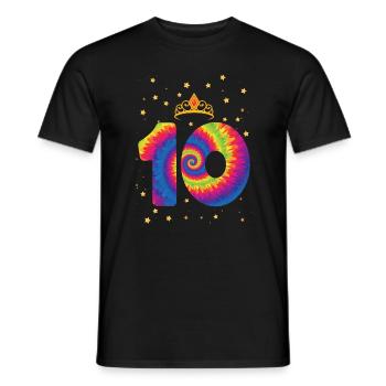 10th birthday Krone | Tie Dye Themed Birthday - Men's T-Shirt - black - Front - AI Model Male 178 light (178cm)