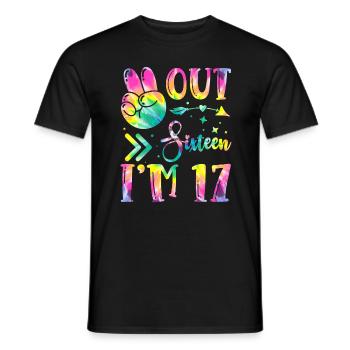 Paix de seize ans, j’ai 17 | Teinture de cravate - T-shirt homme - noir - Devant - AI Model Male 178 light (178cm)