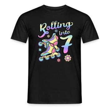 Rolling Into 7 Roller Skaters Skates 7th Year - Men's T-Shirt - black - Front - AI Model Male 178 light (178cm)