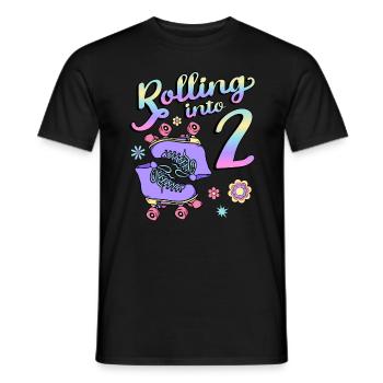 Rouler dans 2 Roller Skaters Floral 2ème année - T-shirt homme - noir - Devant - AI Model Male 178 light (178cm)