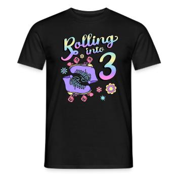 Rolling Into 3 Roller Skaters Floral 3rd Year - Men's T-Shirt - black - Front - AI Model Male 178 light (178cm)