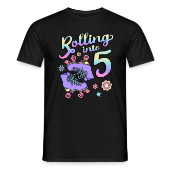 Rolling Into 5 Roller Skaters Floral 5th Year - Men's T-Shirt - black - Front - AI Model Male 178 light (178cm)
